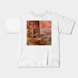 Desert, aesthetics, summer, sculpture, orange, yellow, pink, snake, moon Kids T-Shirt